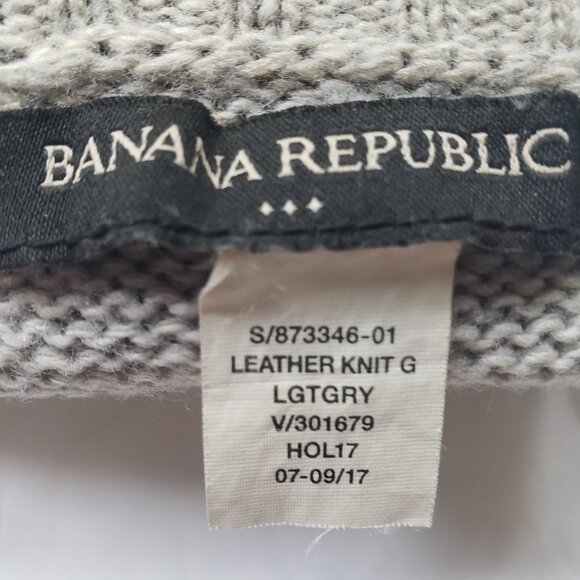 Banana Republic Leather Ribbed Knit Cuffs Gray Gloves - Picture 7 of 11